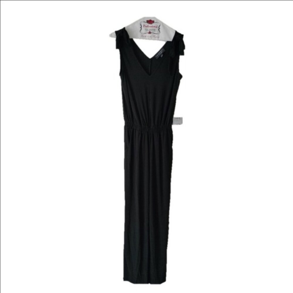 LAUNDRY BY SHELLI SEGAL womens Matte Jersey Shoulder Tie Jumpsuit, Black size 2